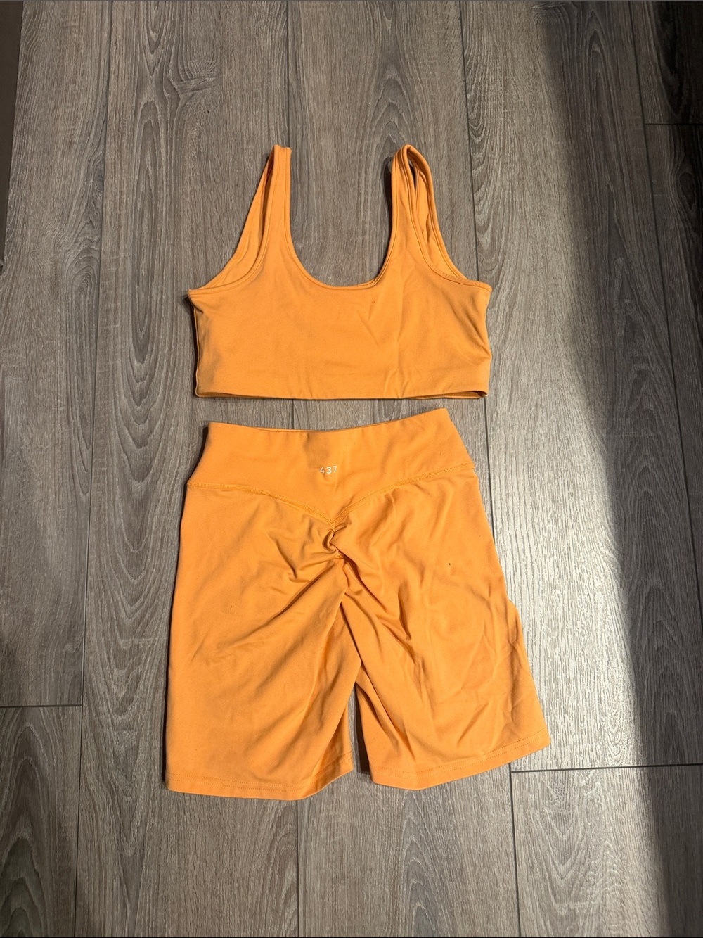 437 Four Three Seven Matching Workout Set Creamsicle Orange M - Picture 3 of 3